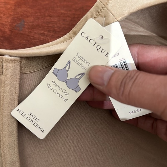 CACIQUE 44H Women Bra Plus Size Underwire Tan 4 Row Hooks New - Picture 5 of 9